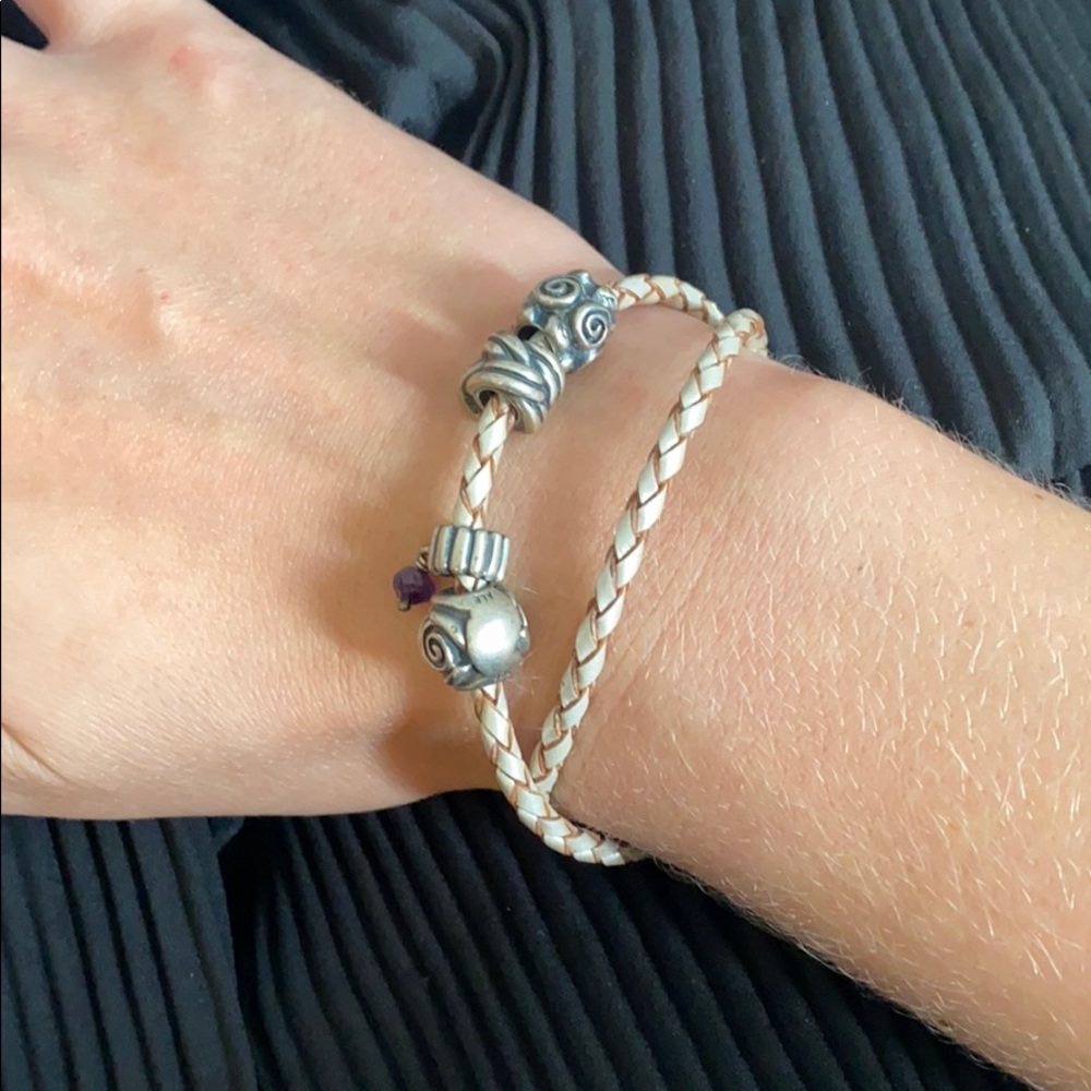 Pandora Bracelet Champagne Leather Sterling Silver